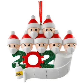 

Christmas Ornament Personalized Survivor Family 2 3 4 5 Resin Decorations Masked Hand-washed Christmas Tree Hanging Pendant