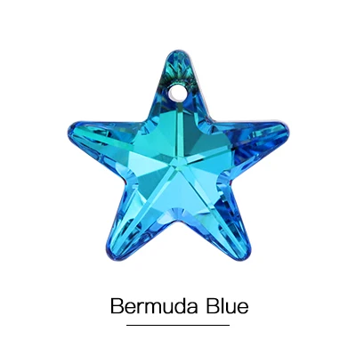 Bermuda Blue 20mm Delicate Five-Pointed Star Pendant Crystal Rhinestones Blue DIY Jewelry Necklace Earring Making Fashion K9 Glass One Hole - Цвет: Bermuda Blue
