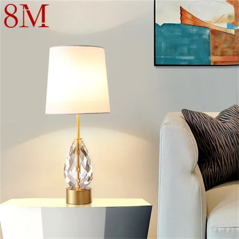 

8M Brass Table Lamp Contemporary Creative Desk Lighting Crystal LED Decoration for Home