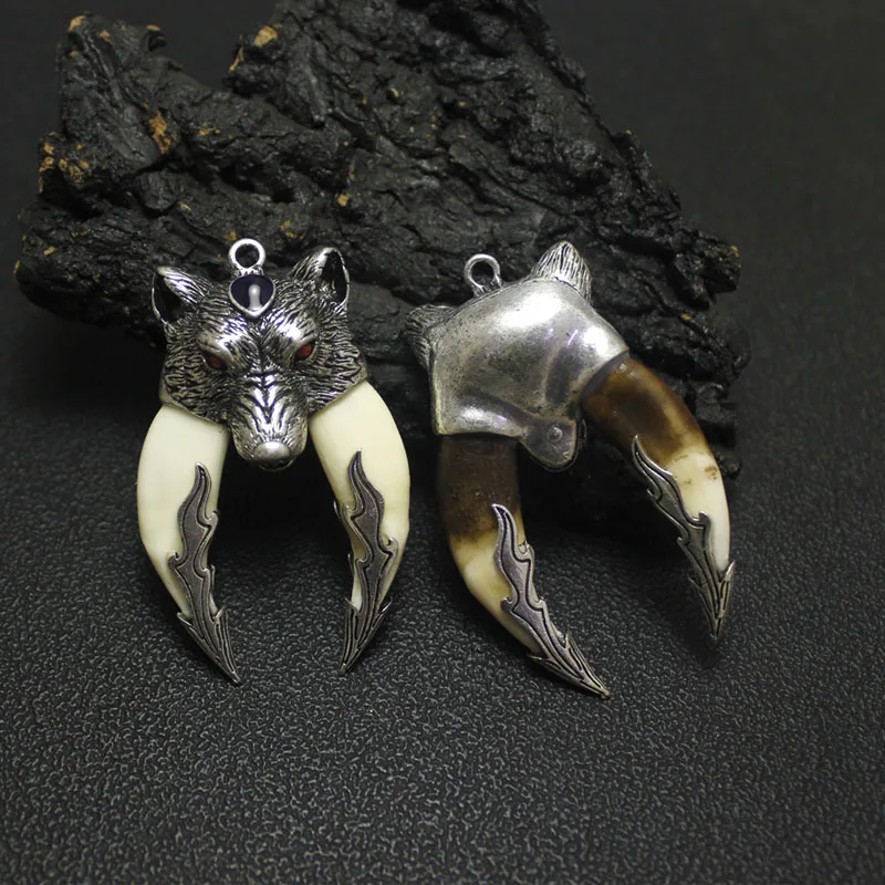 Wolf Tooth Necklace Spike Pendant Necklace Pendant Necklaces Ethnic Style Brave Men For Warrior Adult Ceremony