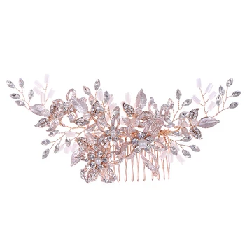 

Trendy Rose Gold Rhinestone Wedding Hair Combs Hair Accessories for Bridal Crystal Headpiece Hair Ornaments Wedding Hair Jewelry