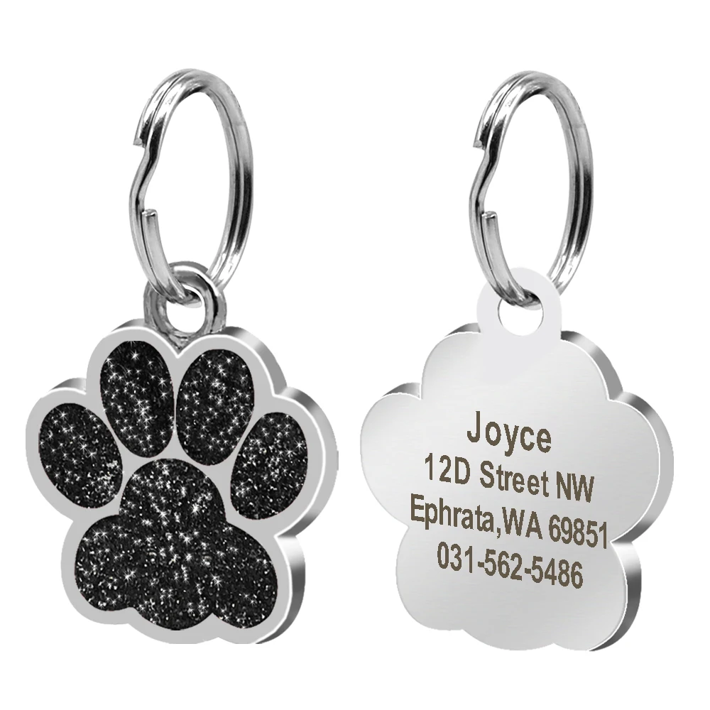Custom Anti-lost Collar Puppy Accessories Name Pendant Tags Cat Steel ID Dog Dog Tag Engraved Pet Tag Paw Stainless Personalized - Color: 5