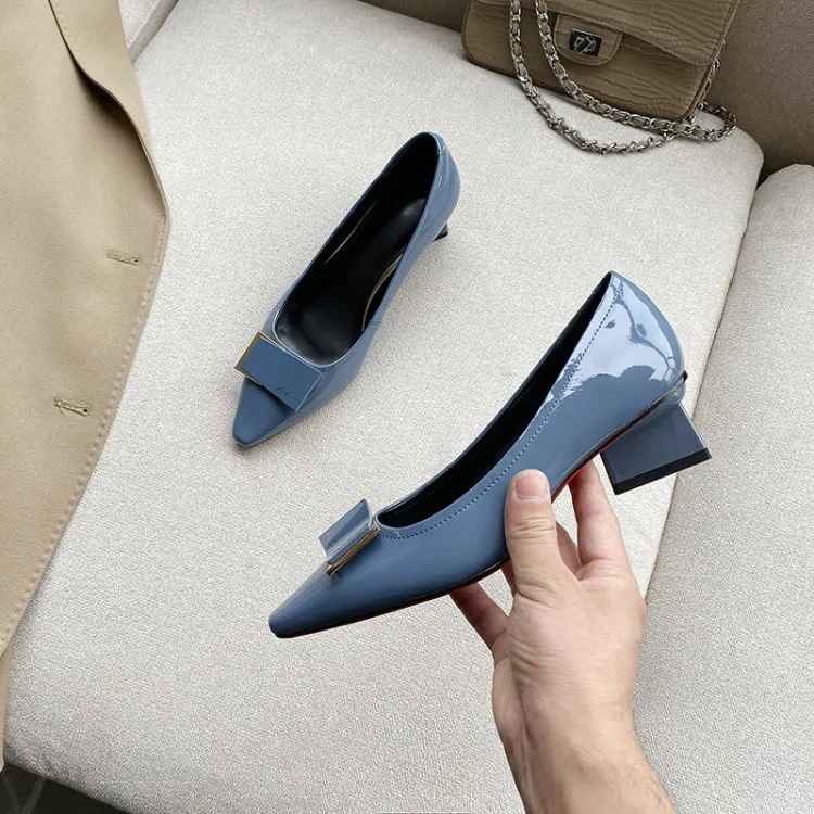 

Comfortable Versitile Fashion Travel BEEKING 2020 Spring And Autumn Europe And America Pointed-Toe Square Buckle Genuine Leather