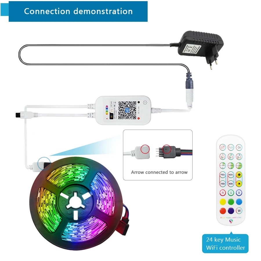 WiFi Smart Led Strip Lights Compatible with Alexa Google Home RGB 2835 5050  5m 10m 15m App Control Sync Music Led Light For room|LED Strips| -  AliExpress