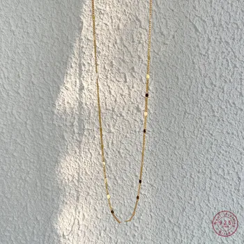 925 Sterling Silver Korean Version Simple Disc Clavicle Chain Necklace Women Vintage Temperament Wedding Party Jewelry Gift