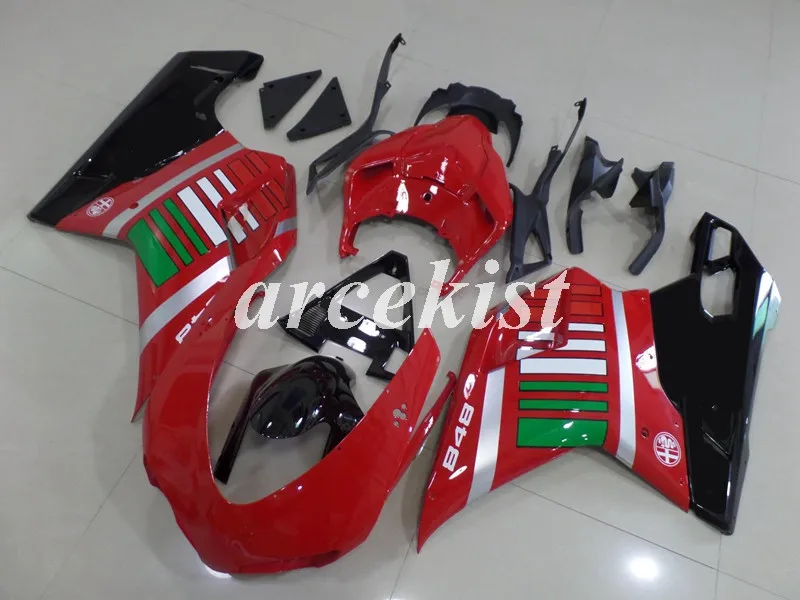 

Injection Mold New ABS Motorcycle Fairings Kit Fit for DUCATI 848 evo 1098 1198 1098s 2007 -- 2011 Bodywork Set black red bright