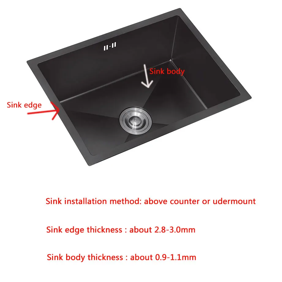 black kitchen sink above counter or udermount sinks vegetable washing basin stainless steel single bowl black sink kitchen
