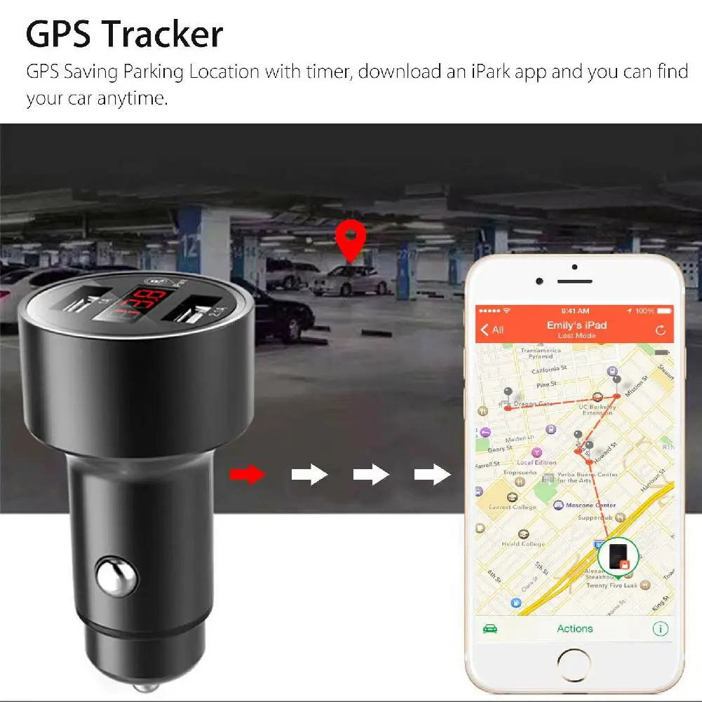 Универсальный 2 в 1 Автомобильный gps трекер локатор устройство слежения в реальном времени двойное USB Автомобильное зарядное устройство батарея Обнаружение напряжения