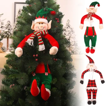 

Christmas Tree Decorations Santa Claus Doll Elf Hug Tree Holiday Home Shopping Mall Decoration Supplies Plush Toys Hogar