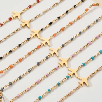 

ZMZY 7PCS/Set Mixed Bohemian Stainless Steel Jewelry Simple Desgin Gold Plated Plane Charm Bracelets For Women Bracelet & Bangle