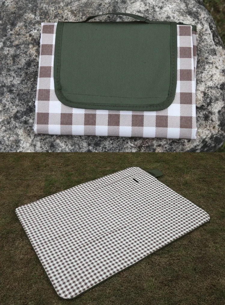 Переносной Коврик для кемпинга в клетку, водонепроницаемый складной матрас для кемпинга, детский коврик для альпинизма на открытом воздухе, пляжное одеяло для пикника, для многопользовательского пикника - Цвет: Coffee Plaid