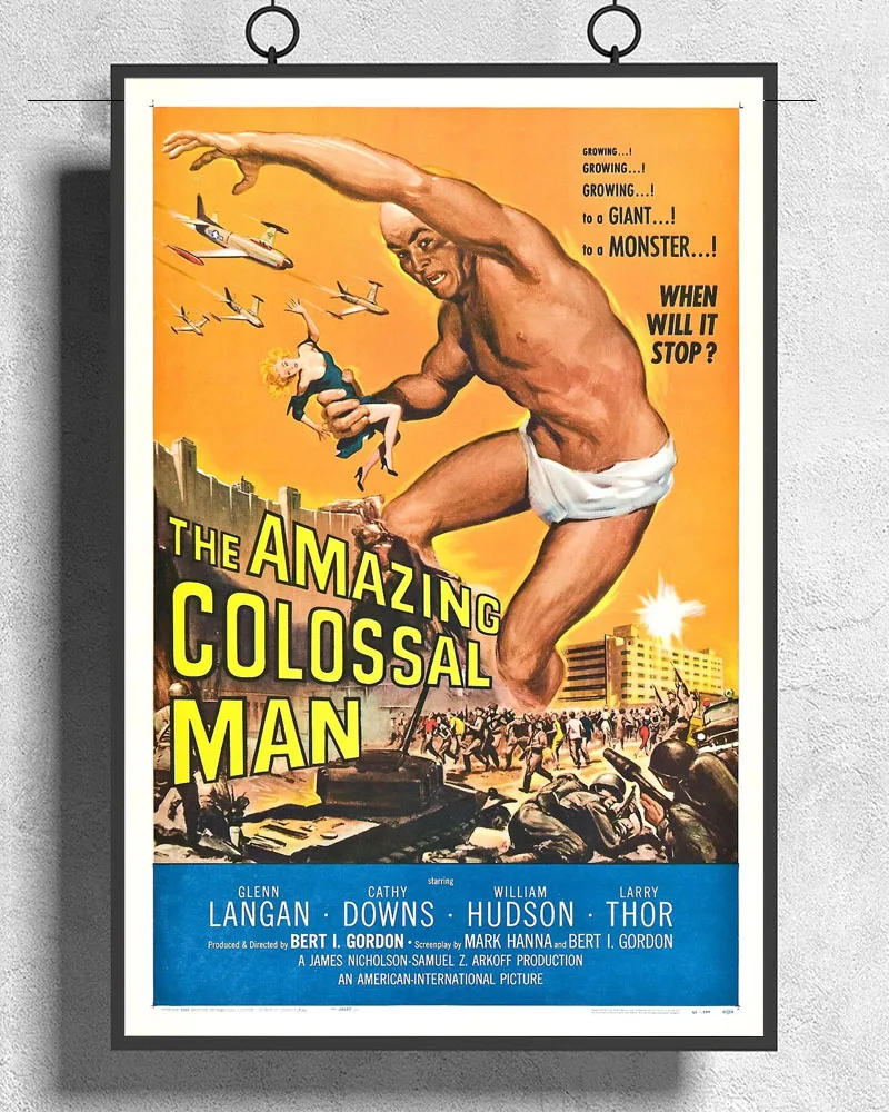

L332 удивительный колоссальный фильм о мужчине (1957) научная фантастика шелковая ткань плакат художественный Декор Искусственный подарок