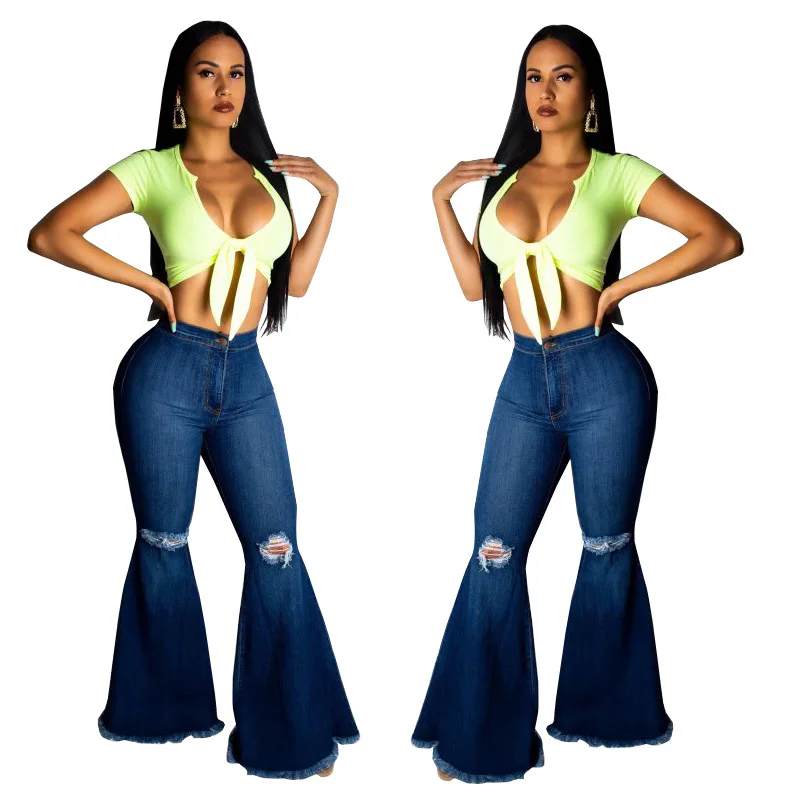 

2019 Winter Vintage Female High Waist Flare Ripped Jeans For Woman Plus Size XXL Wide Leg Fat Mom Jeans Denim Skinny Jeans Woman