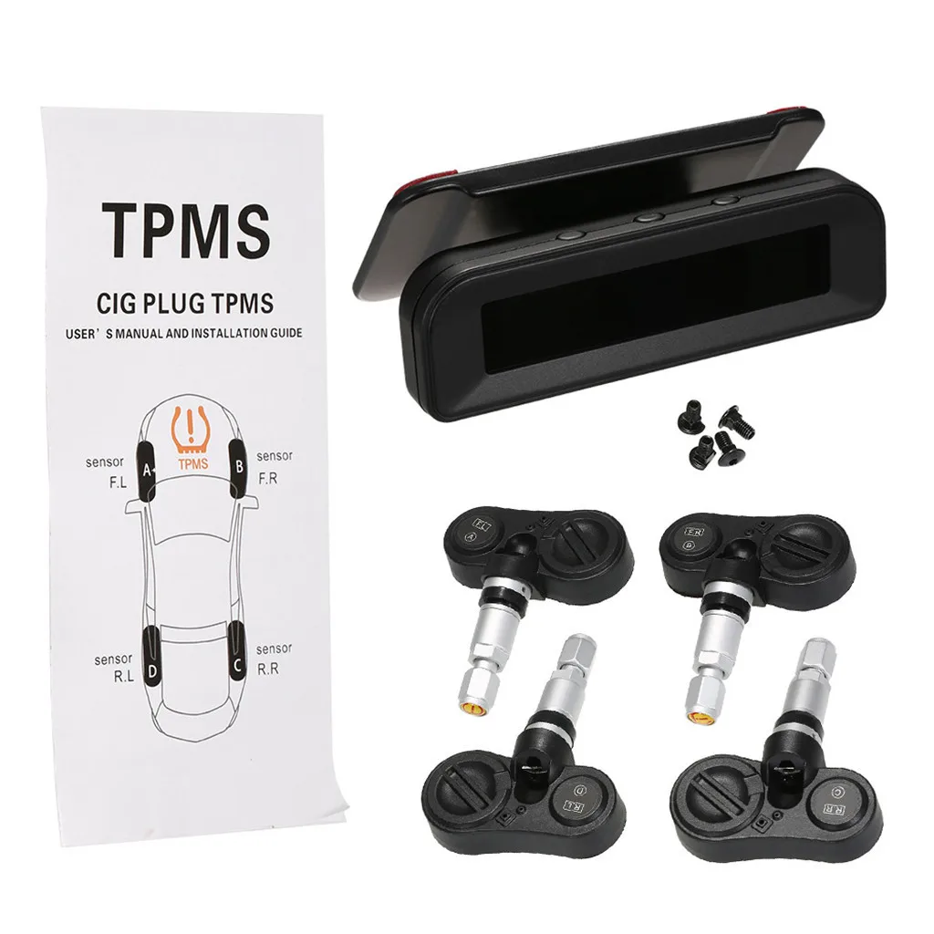 Solar Wireless TPMS Car Tire Tyre Pressure Monitoring System /4 Internal Sensor Tire Pressure Sensor Car Accessories For Cars