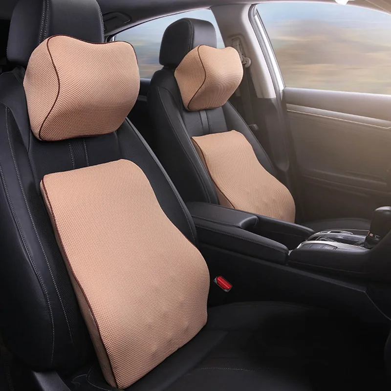 

Seat Neck Pillow Seat Covers Backrest Headrest Pillows Back Car Waist Cushion Seat Supports Memory Foam Auto Accessories