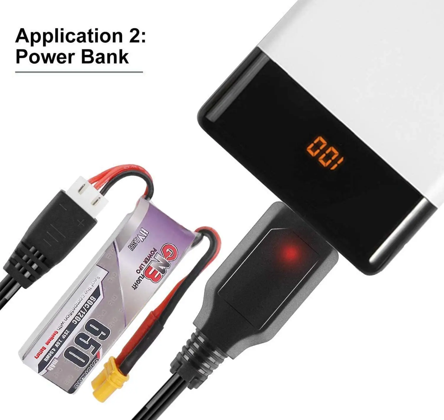 Chargeur USB Lipo 7.4V 1A avec câble XH-3P 63cm