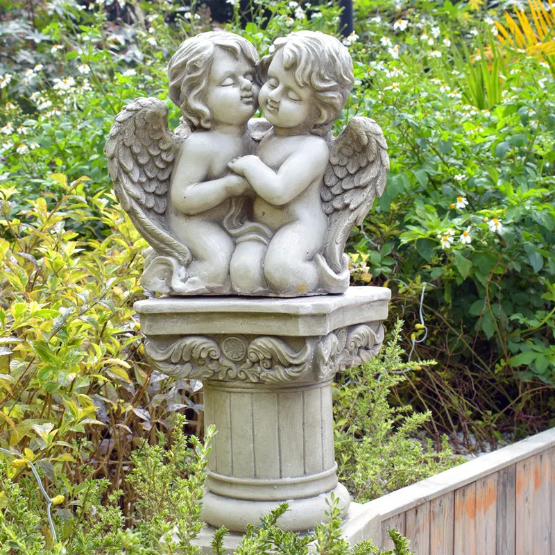 

European creative double angel Roman column resin decoration garden decoration garden balcony sculpture statue