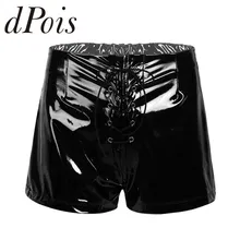 Женские Модные мокрого вида из искусственной кожи с высокой талией спереди на шнуровке обтягивающие шорты горячие шорты для танцев вечерние клубная одежда Rave