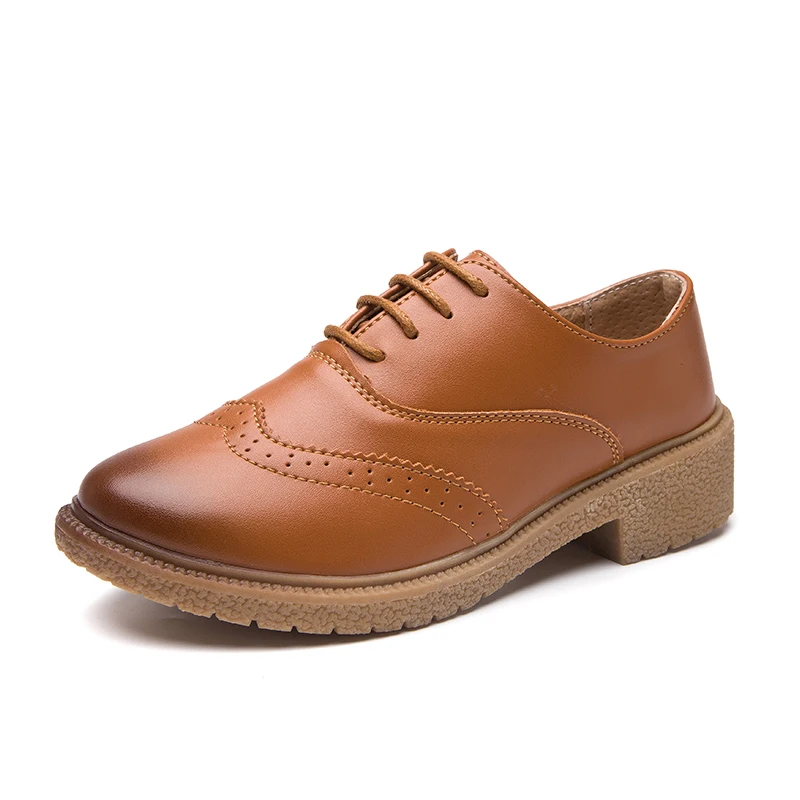 elegant women leather dress footwear ladies classical brogue oxfords trend designer female school moccasins lady height shoes  (7)