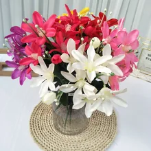 8 голов/Букет Искусственный цветок желтый Нарцисс лилия свадьба Гостиная Рождество Домашний декор Шелковый цветок DIY фотография украшения