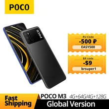 POCO M3 Global Version 4GB 64GB/128GB Xiaomi SmartPhone Snapdragon 662 Octa Core 6.53" FHD+Display with 48MP AI Triple Camera