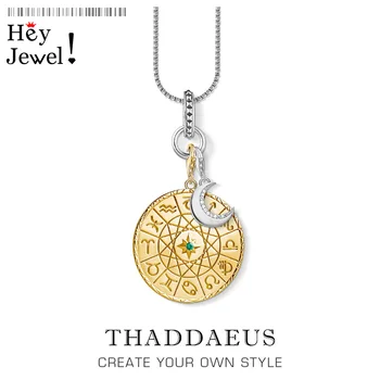 

Star Sign & Moon Link Chain Necklace,925 Sterling Silver Fashion Jewelry Europe Style Bijoux Gift For Men & Women Friend