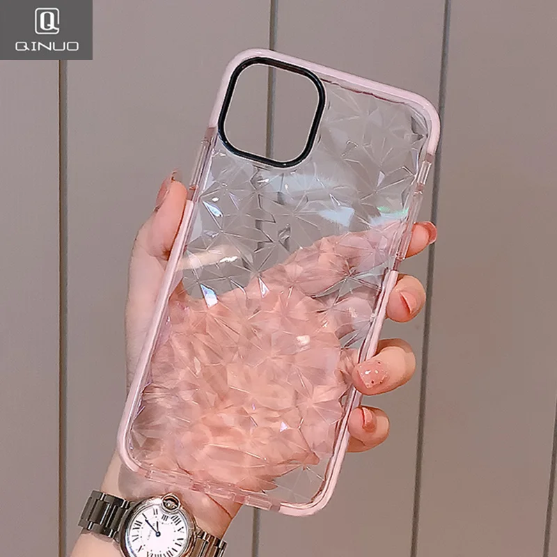 

3D Diamond Pattern Clear Cases for iPhone 11 Pro Max X XR XS Max 7 8 6 6S Plus Transparent Soft Cover Bling Crystal Phone Cover