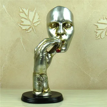 

Figure Bust Decor Handicraft Ornament Portrait Sculpture Resin Abstract Gift and Art Collectible for Business Cigar Smoking Man