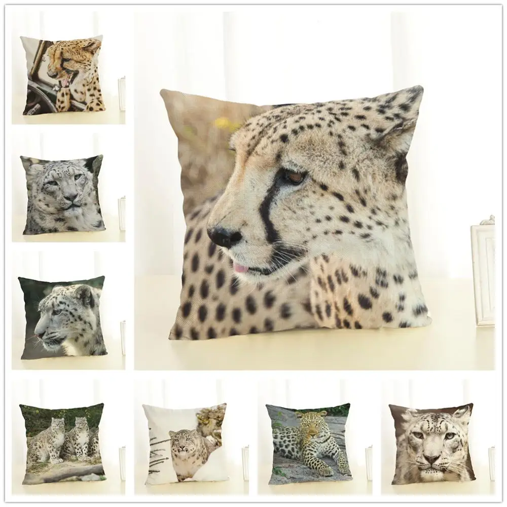 Modern Leopard Pillow Case Linen Cotton Square Pillowcase Seat
