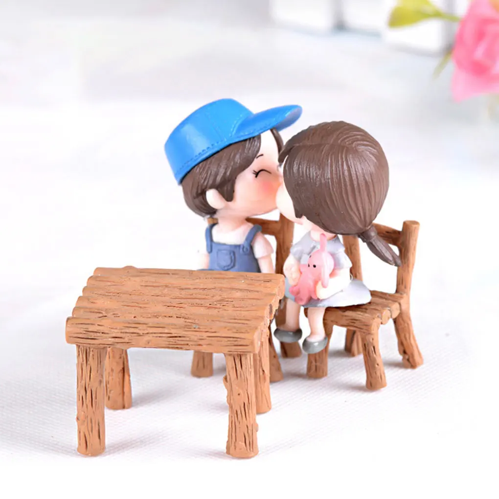 3PCS Micro Landscape Ornament Table Chair Resin Craft Fairy Garden Miniature Terrarium Figurine DIY Waterproof Decoration Kit