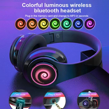 

B39 Portable Head-mounted Headphone LED Light Wireless Headset Sports Bluetooth Earphone Subwoofer Universal Folding Headphones