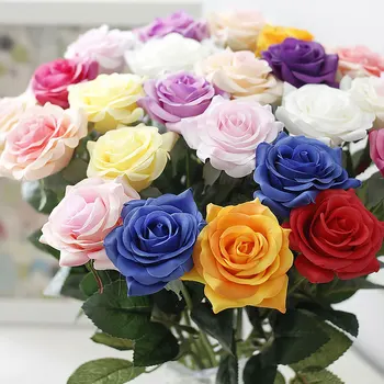 11 symulacja róże sztuczne kwiaty sztuczne kwiaty róże rodzinne dekoracje ślubne party urodziny bukiety wysyłane 24 godziny tanie i dobre opinie CN (pochodzenie) high-grade crepe Simulation Rose length about 43CM