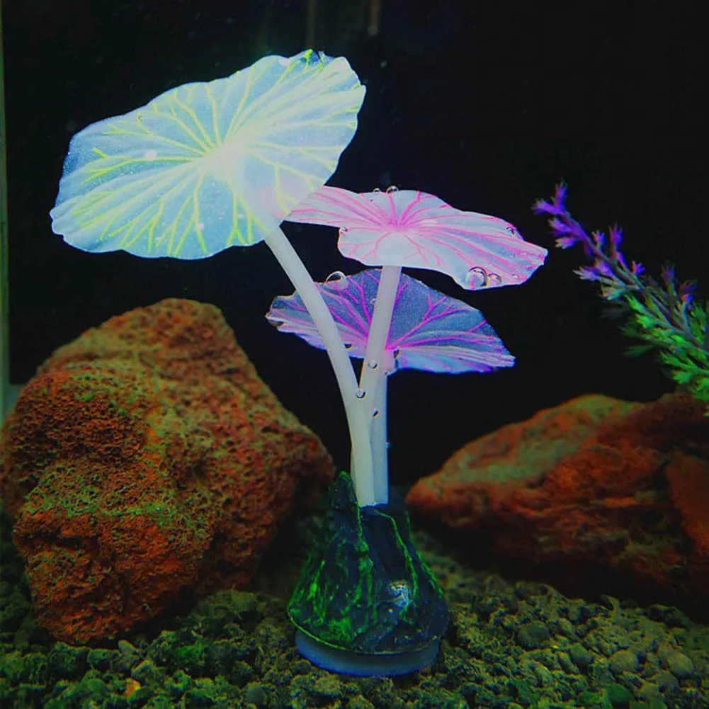 Silicone Simulated Plant Fluorescent Aquarium Decoration with Sucker