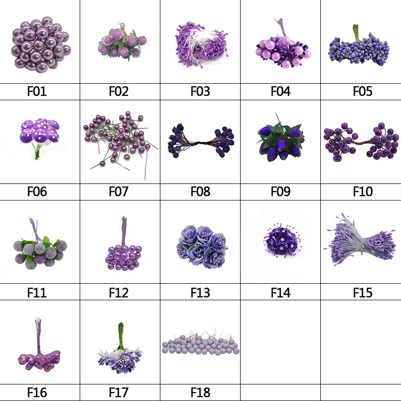 10/20 Вт, 30 Вт, 50 шт. фиолетовый искусственная тычинка цветы вишни ягоды букет, свадьбы, Рождества, украшение венок DIY аксессуары
