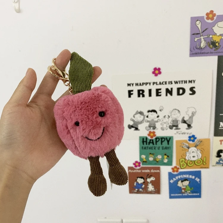 Комфорт еда авокадо плюшевые фрукты брелок игрушечный ананас Мультфильм Плюшевая Кукла мальчик девочка брелок-Вишня Подвеска сумка украшения - Color: Pink