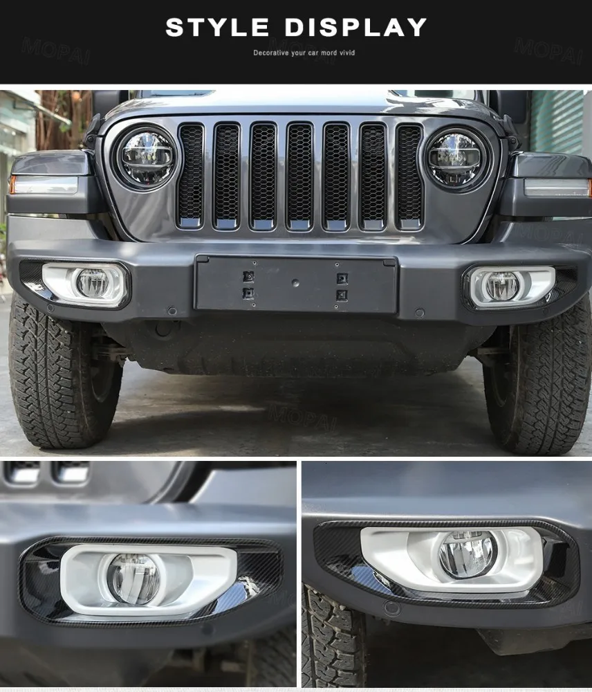 MOPAI автомобильные наклейки для Jeep Wrangler 2018 до ABS автомобиля передняя противотуманная фара декоративная крышка для Jeep Wrangler JL автомобильные