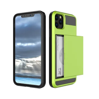 

100 pcs Armor Slide Card Case For iPhone 11 pro max Card Slot Holder Cover For iPhone 7 8 Plus XR X Case For iPhone X XS Max