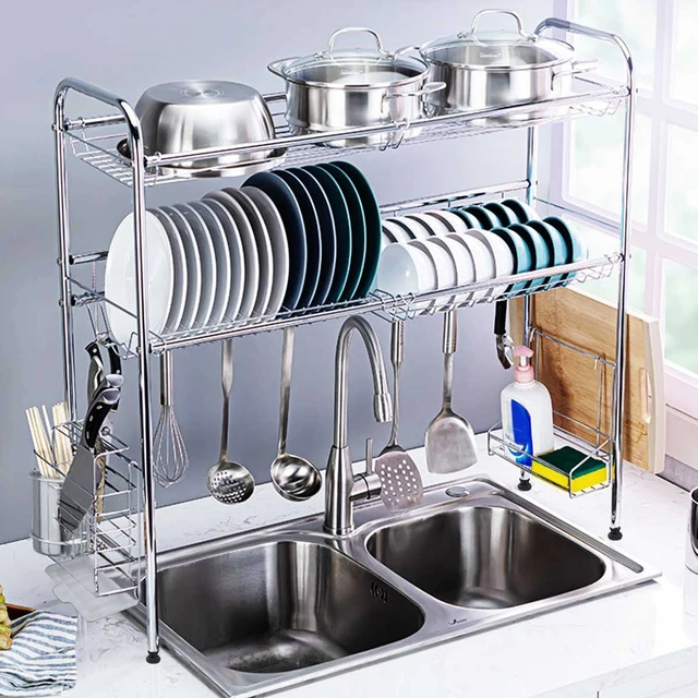 2 Tiers Dish Drainer Glasses Holder Drying Rack With Tray Kitchen Sink  Counter Organizer Storage Shelf Tableware Drainboard - Racks & Holders -  AliExpress