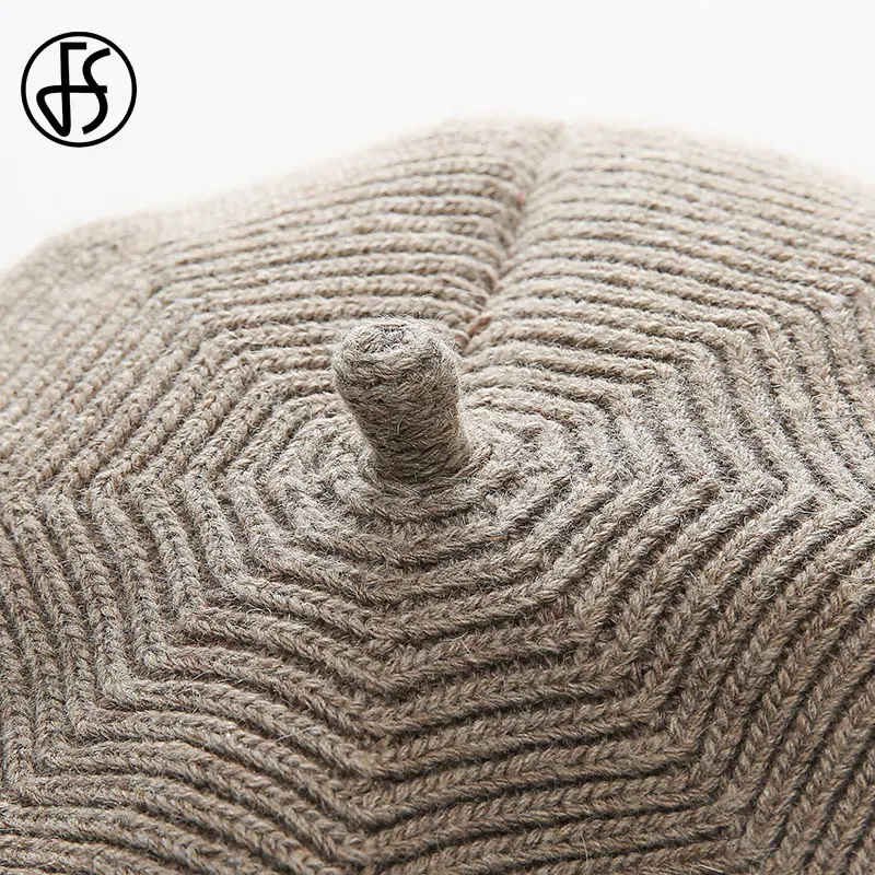 Женская Вязаная Шерстяная Шапка FS розовая шапка с беретом черная теплая на осень