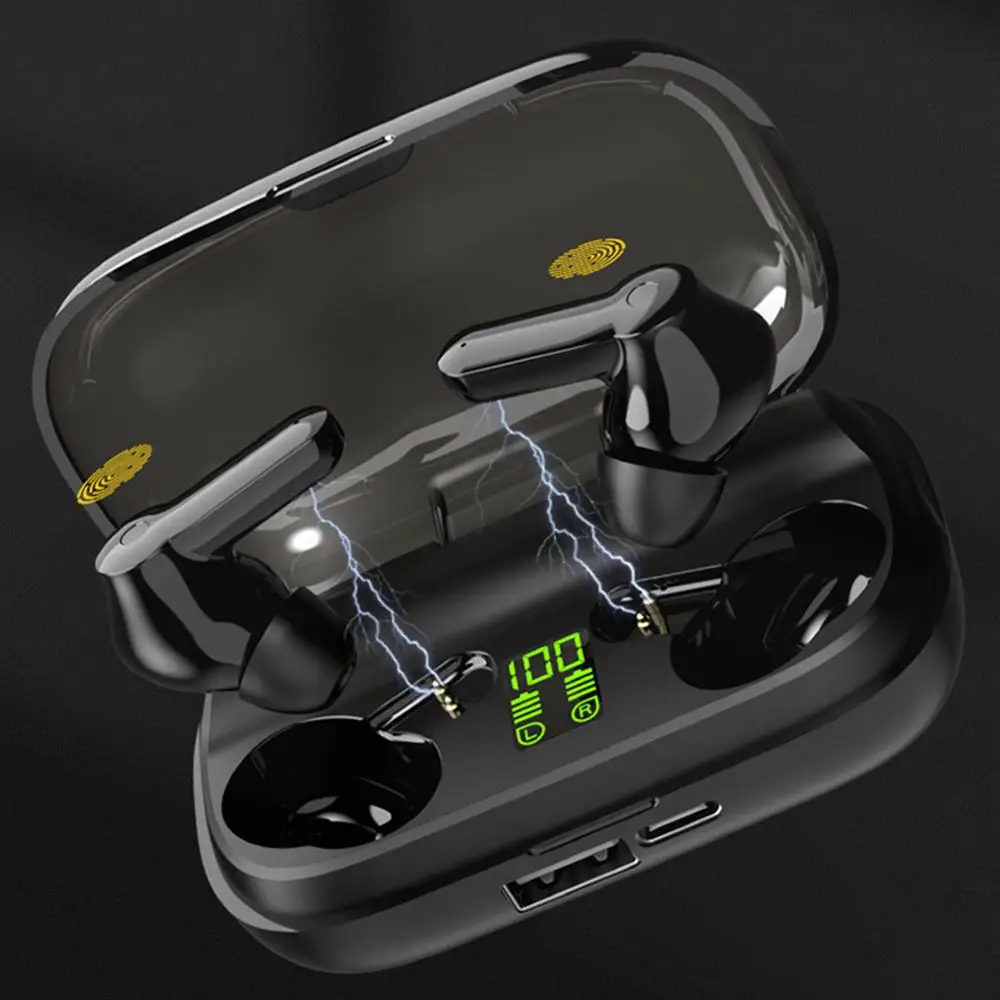 

High Quality Bluetooth headset IPX5 waterproof 3H music sports headset with TWS wireless headset with 2200mAh charging box