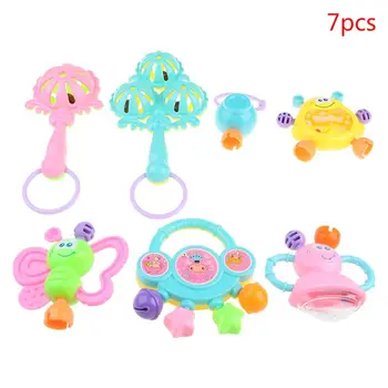

7Pcs / Set Teether Rattle for Teething Kids Hand Jingle Shaking Bell Newborn Colorful Montessori Toys