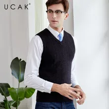 *#Best Price UCAK Brand Sweater Vest Men 2019 New Arrival Casual Solid Striped Pure Merino Wool Streetwear Pull Homme Winter Sweaters U3116 *#Best Price UCAK Brand Sweater Vest Men 2019 New Arrival Casual Solid Striped Pure Merino Wool Streetwear Pull Homme Winter Sweaters U3116