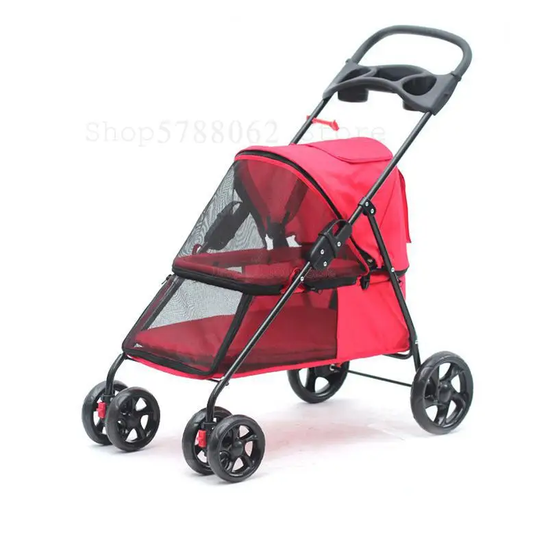 Four Wheel Small Pet Stroller Carrier for Little Dog and Cats Super