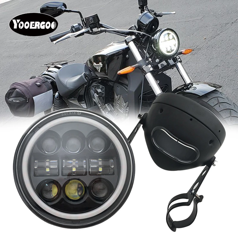 5-3/4" 5.75" LED Projector Headlight DRL Lamp For Honda Shadow ACE 750 VLX 600 