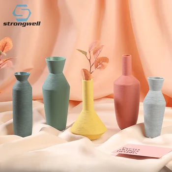 

Strongwell Nordic Morandi Ceramic Vase Ornaments Simple Desktop Art Crafts Flower Pot Vase Home Decoration Wedding Gifts
