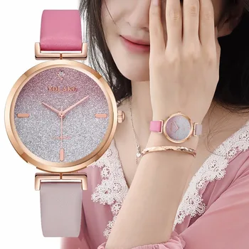 

YOLAKO Brand Women Gradient Starry Sky Watch Casual Luxury Ladies Leather Quartz Watches Clock Relogio Feminino
