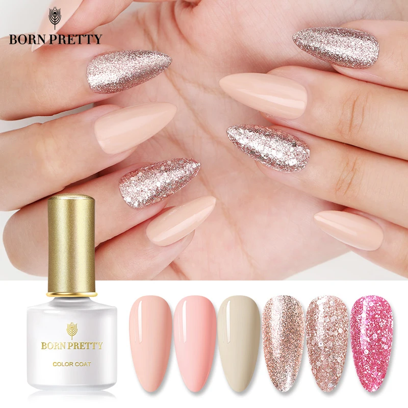 BORN PRETTY Nude Rose Gold впитывающий УФ гель Блестящий для дизайна ногтей лак с розовыми