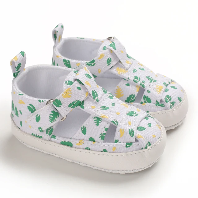 2021 NEW 0-18Months Kids Newborn Baby Boys Fashion Summer Soft Crib Shoes First Walker Anti Slip Sandals Shoes Soft Sole C-626 White