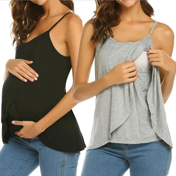 

Women Pregnant Maternity Clothes Nursing Tops Plain Breastfeeding T-Shirt Blouse