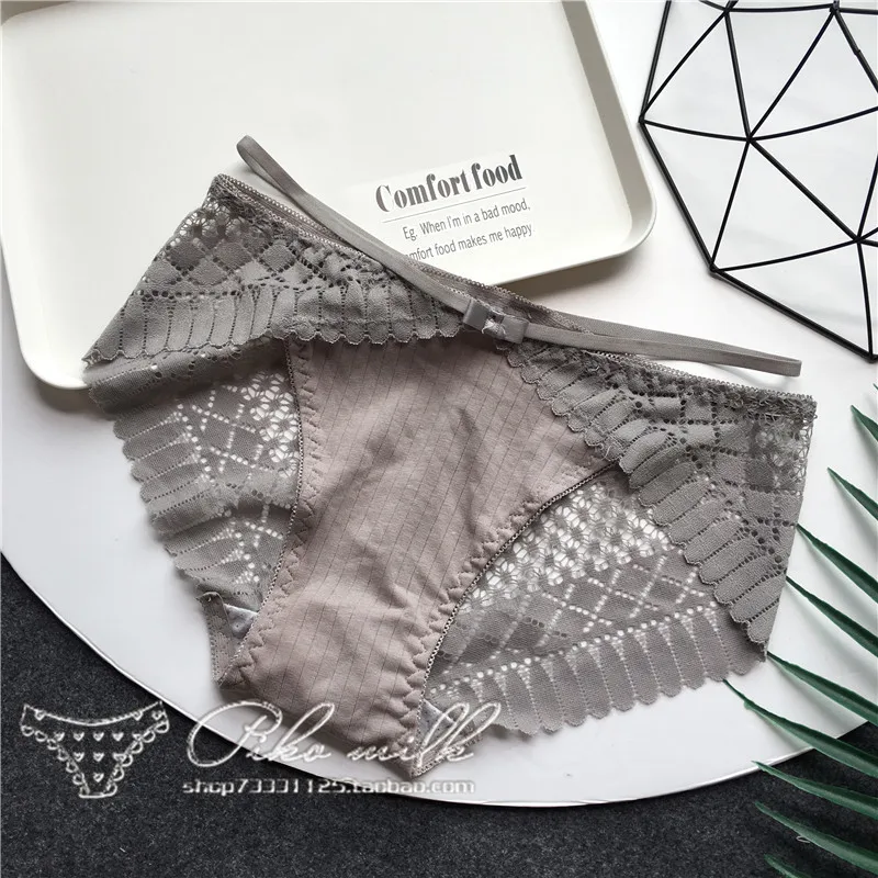 Light gray SP& CITY, милые женские хлопковые трусики с геометрическим узором, мягкое нижнее белье, сексуальное нижнее белье, одноцветные трусы - Цвет: Light gray